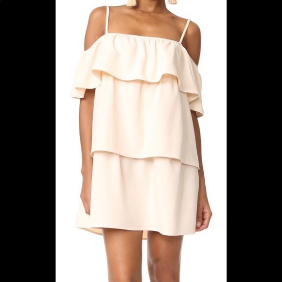 Black Halo Santos Mini Tiered Ruffle Dress Size Small NWT Pale Pink/Nude - Picture 2 of 6